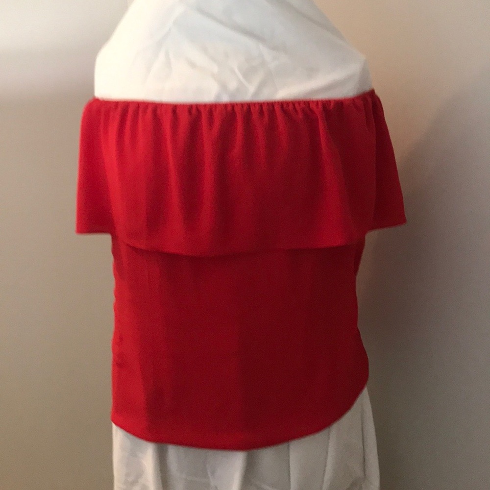 Red off the shoulder blouse